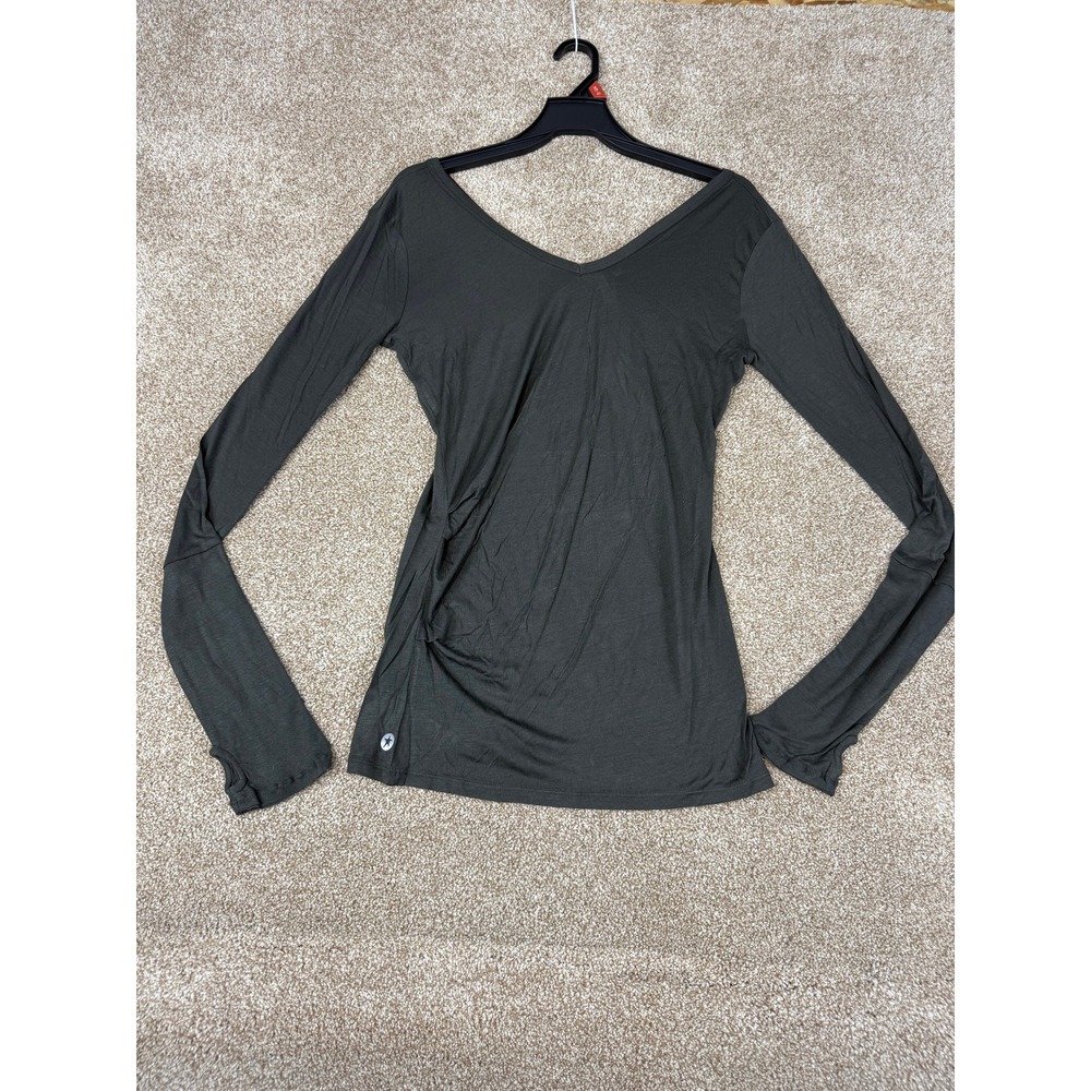 Grey State Womens Slate Grey 100% Modal V Front Back Long Sleeve Tee Size M